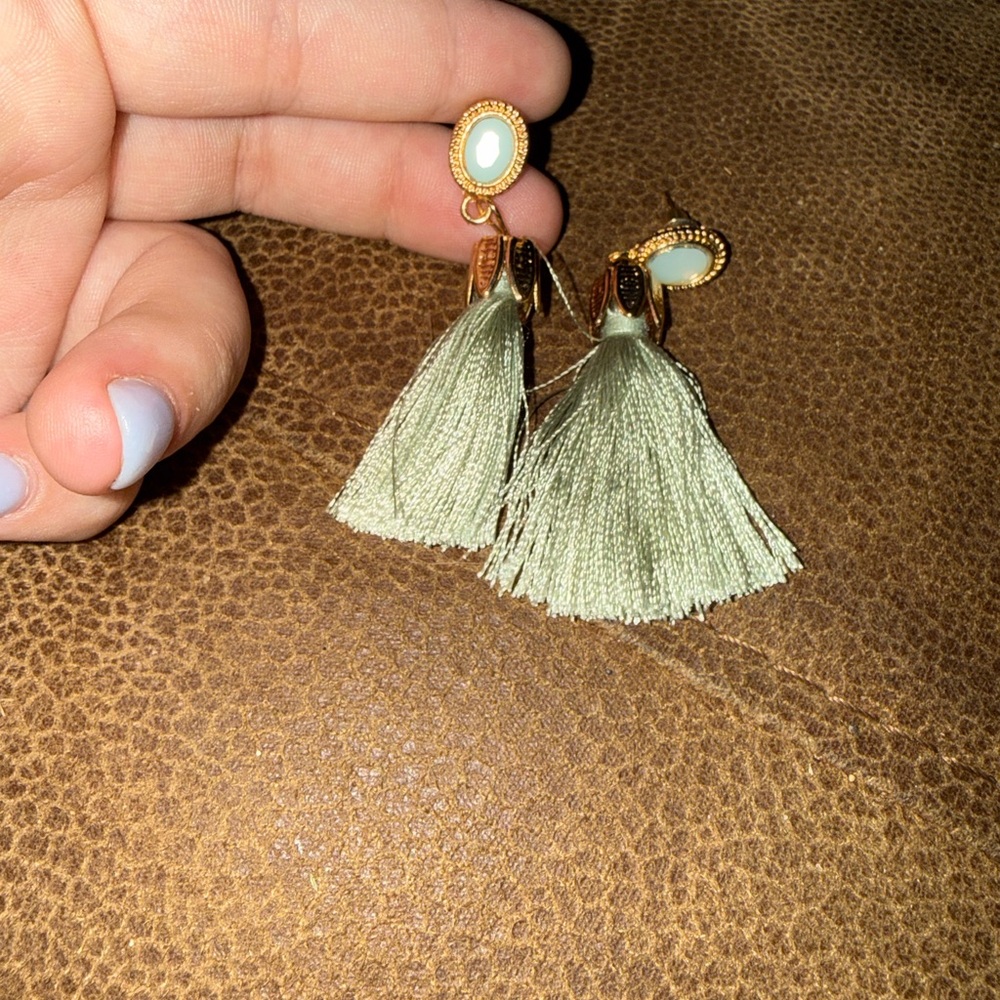 Gold-Tone Mint Tassel Drop Earrings - Women's Jewelry